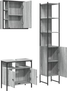 vidaXL 3-częściowy zestaw szafek łazienkowych, szary dąb sonoma 5