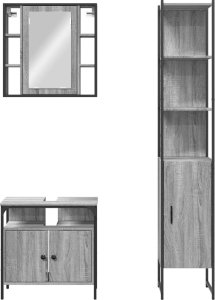 vidaXL 3-częściowy zestaw szafek łazienkowych, szary dąb sonoma 6