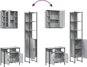 vidaXL 3-częściowy zestaw szafek łazienkowych, szary dąb sonoma 9