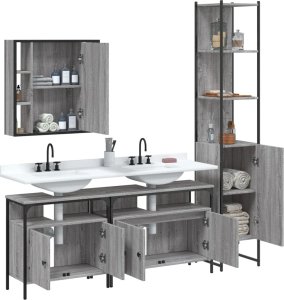 vidaXL 4-częściowy zestaw szafek łazienkowych, szary dąb sonoma 4