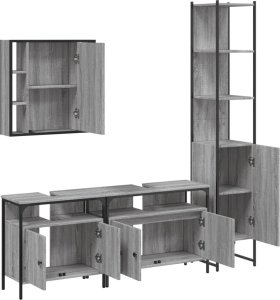 vidaXL 4-częściowy zestaw szafek łazienkowych, szary dąb sonoma 5