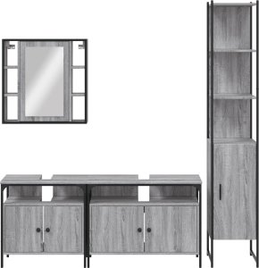 vidaXL 4-częściowy zestaw szafek łazienkowych, szary dąb sonoma 6