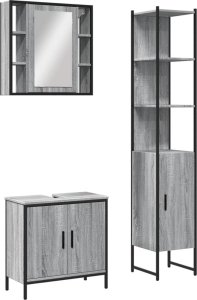 vidaXL 3-częściowy zestaw szafek łazienkowych, szary dąb sonoma 2