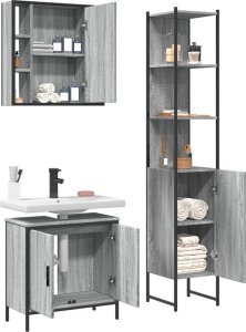 vidaXL 3-częściowy zestaw szafek łazienkowych, szary dąb sonoma 4