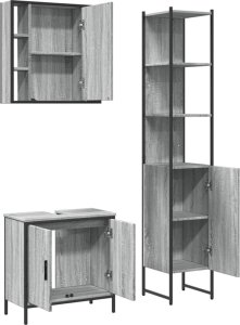 vidaXL 3-częściowy zestaw szafek łazienkowych, szary dąb sonoma 5