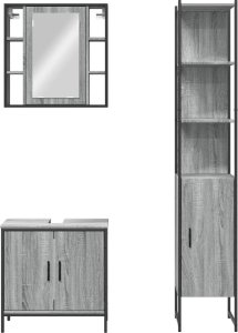 vidaXL 3-częściowy zestaw szafek łazienkowych, szary dąb sonoma 6