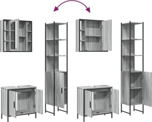vidaXL 3-częściowy zestaw szafek łazienkowych, szary dąb sonoma 9