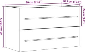 vidaXL Szafka pod umywalkę, dąb artisian, 80x38,5x48 cm 11