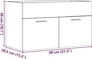 vidaXL Szafka pod umywalkę, szarość betonu, 80x38,5x46 cm, płyta 11