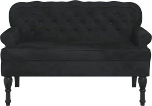 vidaXL Ławka z oparciem, czarna, 119,5x64,5x75 cm, aksamitna 3