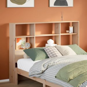 vidaXL Wezgłowie do łóżka, z półkami, 120 cm, lite drewno sosnowe 1