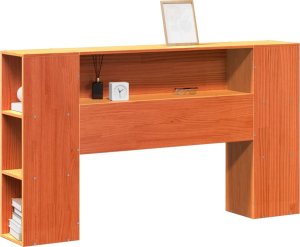 vidaXL Wezgłowie do łóżka, z półkami, woskowy brąz, 140 cm, sosnowe 2