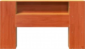 vidaXL Wezgłowie do łóżka, z półkami, woskowy brąz, 140 cm, sosnowe 4