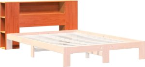 vidaXL Wezgłowie do łóżka, z półkami, woskowy brąz, 140 cm, sosnowe 7