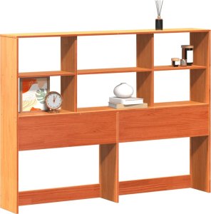 vidaXL Wezgłowie do łóżka, z półkami, woskowy brąz, 120 cm, sosnowe 2