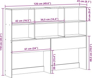 vidaXL Wezgłowie do łóżka, z półkami, woskowy brąz, 120 cm, sosnowe 10