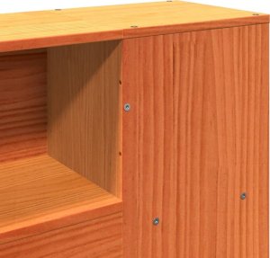 vidaXL Wezgłowie do łóżka, z półkami, woskowy brąz, 135 cm, sosnowe 8