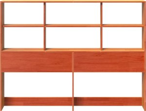 vidaXL Wezgłowie do łóżka, z półkami, woskowy brąz, 160 cm, sosnowe 4