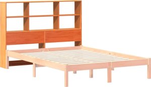 vidaXL Wezgłowie do łóżka, z półkami, woskowy brąz, 160 cm, sosnowe 7