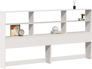 vidaXL Wezgłowie do łóżka, z półkami, białe, 180 cm, drewno sosnowe 2