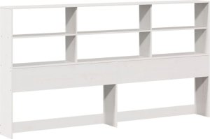 vidaXL Wezgłowie do łóżka, z półkami, białe, 180 cm, drewno sosnowe 3