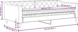vidaXL Sofa z materacem, jasnoszara, 90x190 cm, tkanina 12