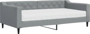 vidaXL Sofa z materacem, jasnoszara, 90x190 cm, tkanina 2