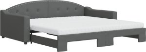 vidaXL Sofa rozsuwana z materacami, ciemnoszara, 100x200 cm, tkanina 2