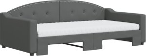 vidaXL Sofa rozsuwana z materacami, ciemnoszara, 100x200 cm, tkanina 3