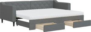 vidaXL Sofa rozsuwana z szufladami, ciemnoszara, 80x200 cm, tkanina 2