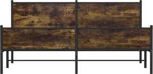 vidaXL Metalowa rama łóżka, bez materaca, przydymiony dąb, 193x203 cm 5