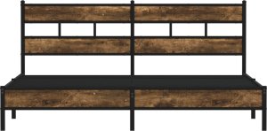 vidaXL Metalowa rama łóżka, bez materaca, przydymiony dąb, 200x200 cm 4