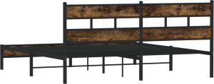 vidaXL Metalowa rama łóżka, bez materaca, przydymiony dąb, 200x200 cm 6