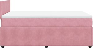 vidaXL Łóżko kontynentalne z materacem, różowe, 120x190 cm, aksamit 7