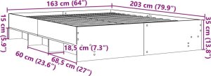 vidaXL Rama łóżka, przydymiony dąb, 160x200cm, materiał drewnopochodny 10