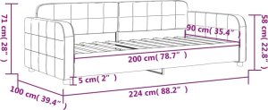 vidaXL Sofa z funkcją spania, czarna, 90x200 cm, obita aksamitem 8
