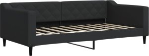 vidaXL Sofa z funkcją spania, czarna, 90x190 cm, obita tkaniną 2