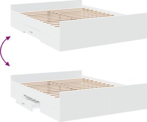 vidaXL Rama łóżka z szufladami, biała, 150x200 cm 7