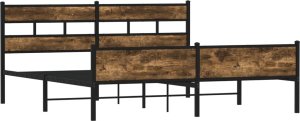 vidaXL Metalowa rama łóżka, bez materaca, przydymiony dąb, 200x200 cm 3