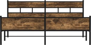 vidaXL Metalowa rama łóżka, bez materaca, przydymiony dąb, 200x200 cm 4