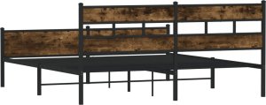 vidaXL Metalowa rama łóżka, bez materaca, przydymiony dąb, 200x200 cm 6