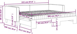 vidaXL Sofa rozsuwana z materacami, jasnoszara, 90x200 cm, tkanina 12