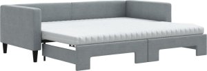 vidaXL Sofa rozsuwana z materacami, jasnoszara, 90x200 cm, tkanina 2