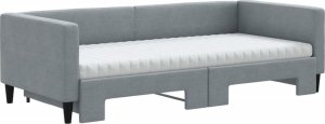 vidaXL Sofa rozsuwana z materacami, jasnoszara, 90x200 cm, tkanina 3