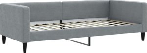 vidaXL Sofa rozsuwana z materacami, jasnoszara, 90x200 cm, tkanina 4