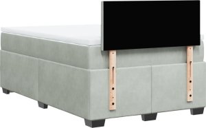 vidaXL Łóżko kontynentalne z materacem, jasnoszare, 120x190cm, aksamit 12