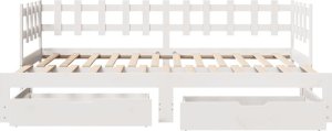 vidaXL Łóżko dzienne rozsuwane, szuflady, białe, 90x190 cm, sosnowe 4