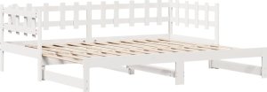 vidaXL Łóżko dzienne rozsuwane, szuflady, białe, 90x190 cm, sosnowe 5