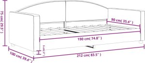 vidaXL Sofa z funkcją spania, ciemnoszara, 90x190 cm, obita tkaniną 8