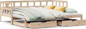 vidaXL Łóżko dzienne rozsuwane, z szufladami, 80x200 cm, lita sosna 2
